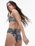 Topshop high waist high leg bikini bottoms in mono animal print