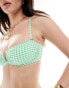 Фото #2 товара & Other Stories v-shape gingham bikini top in green