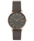 ფოტო #1 პროდუქტის Women's Signatur Charcoal Leather Strap Watch 38mm