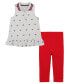 ფოტო #1 პროდუქტის Toddler Girls Logo-Print Pique Polo Tunic & Capri Leggings, 2 Piece Set