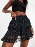 Фото #2 товара Stradivarius STR lace up ruffle mini skirt in grunge floral print