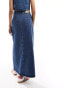 Фото #4 товара Something New Denim maxi skirt with contrast split front pannel co-ord in medium blue wash