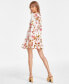 Фото #2 товара Juniors' Floral-Print Braided-Belt Long-Sleeve Dress