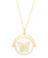 ფოტო #1 პროდუქტის Mother of Pearl Cubic Zirconia Butterfly Pendant 18" Necklace in Gold Plate
