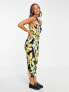 Фото #7 товара ASOS DESIGN plisse sleeveless high neck midi with belt in black and lime floral