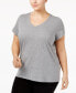 Фото #2 товара Womens Plus size Sleepwell Solid S/S V-Neck T-Shirt with Temperature Regulating Technology