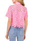 ფოტო #2 პროდუქტის Women's Lace Short-Sleeve Button-Up Blouse