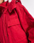 ASOS DESIGN – Hero – Parka in Rot mit vier Taschen