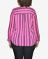 ფოტო #2 პროდუქტის Plus Size Half-Zip Striped Shirt