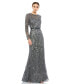 Women's Beaded Long Sleeve Evening Gown