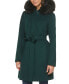 ფოტო #1 პროდუქტის Women's Belted Faux-Fur-Trim Hooded Coat