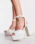 Фото #6 товара Be Mine Bridal Alette glitter platform sandals in white and silver