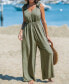 ფოტო #2 პროდუქტის Women's V-Neck Bow Tie Backless Jumpsuit