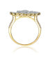 ფოტო #2 პროდუქტის Sterling Silver 14k Gold Plated Cubic Zirconia Cluster Heart Petal Flower Ring