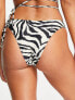 Фото #3 товара Public Desire zebra high leg bikini bottom in black and white