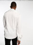 Фото #6 товара ASOS DESIGN satin shirt with blouson sleeve and grandad neck in off white