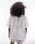 Topshop broderie lace trim insert shirt in white weiß, S - EU 36-38 - фото #3