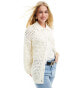 Фото #1 товара ASOS DESIGN knitted shirt with collar in open stitch in cream