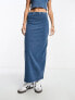 ASOS DESIGN column midi skirt in washed denim blue