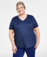 ფოტო #1 პროდუქტის Women's V-Neck Performance T-Shirt, Created for Macy's