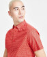 Фото #3 товара Men's Short Sleeve Button-Front Geometric Print Shirt