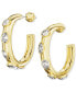 ფოტო #3 პროდუქტის Gold-Tone Crystal Bezel Medium Hoop Earrings, 1.4"