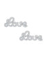 ფოტო #1 პროდუქტის Silver Plated Brass Cubic Zirconia Script Love Stud Earrings