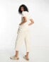 Фото #3 товара Whistles short sleeve tie waist denim jumpsuit in ivory