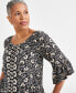 Women's Printed On-Off Ruffle Sleeve Top, Created for Macy's