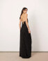 ASOS EDITION textured fringe cami maxi dress with low back in black