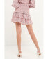 ფოტო #3 პროდუქტის Women's Smocked Textured Floral Tiered Mini Skirt