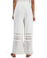 Фото #4 товара Women's Cotton Crochet Wide-Leg Pull-On Pants, Created for Macy's