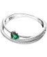 ფოტო #2 პროდუქტის Silver-Tone Hyperbola Green Stone Bangle Bracelet
