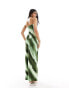 4th & Reckless satin ombre stripe satin maxi dress in green