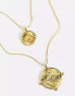 Фото #4 товара Luv AJ 14k gold plated eye double coin necklace