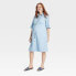 Фото #2 товара Elbow Sleeve Midi Maternity Linen Shirtdress - Isabel Maternity by Ingrid &