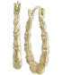 ფოტო #3 პროდუქტის Bamboo Shaped Small Hoop Earrings in 10k Gold, 5/8"