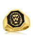 Stainless Steel Oxidized Lion, Octagon Ring