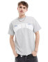 Dr Denim Trooper relaxed fit t-shirt with around the world embossed front print in light grey melange