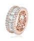 Suzy Levian Sterling Silver Cubic Zirconia White Baguette and Round Wide Eternity Band Ring
