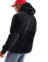 Фото #4 товара Polo Ralph Lauren icon logo borg hybrid half zip hoodie in black