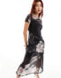 Фото #4 товара AllSaints Hanna Valley mesh midi dress in floral black