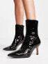 Фото #1 товара & Other Stories patent leather pointed toe stiletto boots in black