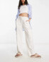 ASOS DESIGN pull on cargo trouser with linen in off white