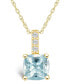 ფოტო #1 პროდუქტის Aquamarine (2 Ct. T.W.) and Diamond Accent Pendant Necklace in 14K Yellow Gold