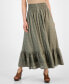 ფოტო #1 პროდუქტის Women's Cotton Ruffled Smocked Maxi Skirt