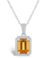 Фото #1 товара Macy's citrine (1-3/5 ct. t.w.) and Created Sapphire (1/5 ct. t.w.) Halo Pendant Necklace in 10K White Gold