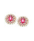 Women's Pink Embellished Circular Stud Earrings - фото #1