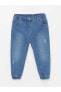 LCW baby Beli Lastikli Kız Bebek Jogger Jean Pantolon