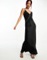 Ever New diamante strap maxi dress in black Черно-серебристый, 38 - фото #6